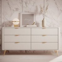 Lampe Wooden Chest Of 6 Drawers With Metal Legs In Beige