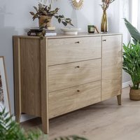 Cortez Wooden Sideboard With 1 Door 3 Drawers In Oiled Oak