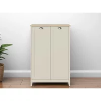 GFW Lancaster Cream and Oak 2 Door Tall Shoe Cabinet