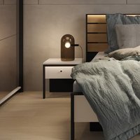 Eureka Wooden Bedside Cabinet With 1 Drawer In Beige And LED