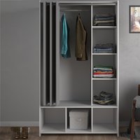 Uxbridge Wooden Open Wardrobe With 7 Shelves In White