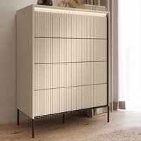 Trier Wooden Chest Of 4 Drawers In Beige And LED