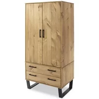 Core Texas 2 Door 2 Drawer Waxed Pine Wooden Wardrobe
