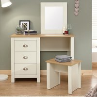 Loftus Wooden Dressing Table Set In Cream And Oak