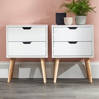 Norwich White Wooden Bedside Cabinets In Pair
