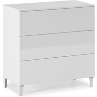 Adonia Wooden Chest Of 3 Drawers With Chrome Legs In White