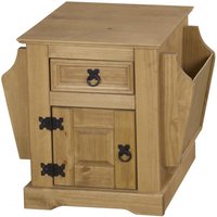 Carlen Wooden Side Table With Magazine Rack In Distressed Oak