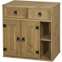 Carlen Wooden Sideboard With 2 Doors 2 Shelves In Distressed Oak