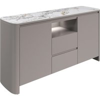 Malone Grey Gloss Sideboard With White Ceramic Top And LED Lights
