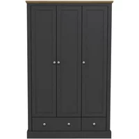 LPD Devon 3 Door 2 Drawer Charcoal and Oak Triple Wardrobe