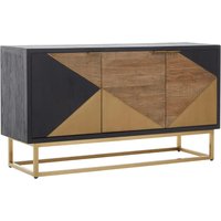 Seguin Wooden Storage Cabinet With 3 Doors In Black And Gold