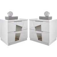 Victoria Matt White Wooden Bedside Cabinets In Pair