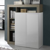 Hanmer White High Gloss Highboard With 2 Doors In Pewter