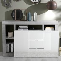 Hanmer White Gloss Sideboard With 2 Doors 3 Drawers In Cement