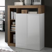 Hanmer White High Gloss Highboard With 2 Doors In Mercure