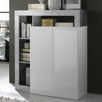Hanmer White High Gloss Highboard With 2 Doors In Cement