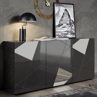 Victoria Mirrored High Gloss Sideboard With 3 Doors In Grey