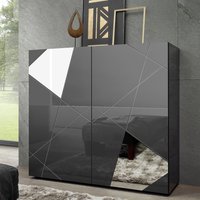 Victoria Mirrored High Gloss Highboard With 2 Doors In Grey