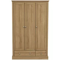 LPD Devon 3 Door 2 Drawer Oak Triple Wardrobe