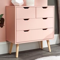 Norwich Wooden Chest Of 4 Drawers In Coral Pink