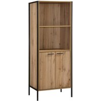 Malila Wooden Bookcase With Black Metal Frame In Oak