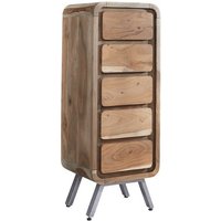 Reverso Wooden Tall Chest Of Drawers In Reclaimed Wood And Iron