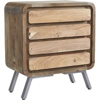 Reverso Wooden Wide Chest Of Drawers In Reclaimed Wood And Iron