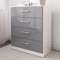 Lynn High Gloss Chest Of 4 Drawers In Grey And White