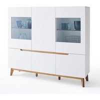 Merina Contemporary Highboard In Matt White And Knotty Oak