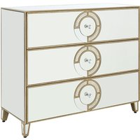 Antibes Mirrored Glass Chest Of 3 Drawers In Antique Silver