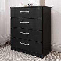 Lynn High Gloss Chest Of 4 Drawers In Black