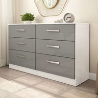 Lynn High Gloss Chest Of 6 Drawers In Grey And White