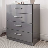 Lynn High Gloss Chest Of 4 Drawers In Grey