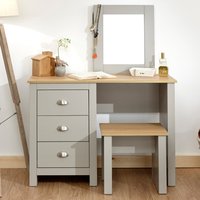 Loftus Wooden Dressing Table Set In Grey And Oak