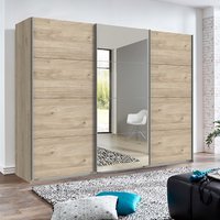 Crato Mirrored Sliding Wardrobe Large In Hickory Oak Effect