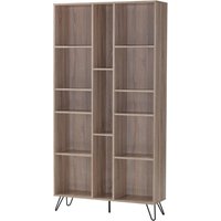 Sarva Wooden Bookcase Wide With Black Metal Legs In Oak