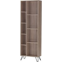 Sarva Wooden Bookcase Narrow With Black Metal Legs In Oak