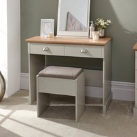 Kirkby Wooden Dressing Table Set In Grey And Oak