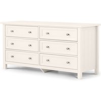 Madge Wooden Chest Of Drawers Wide In White With 6 Drawers