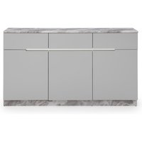 Amarillo Marble Top Sideboard In Grey Paper With Wooden Base