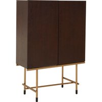 Bunda Wooden Wine Cabinet With Brass Frame In Walnut