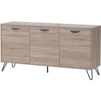Sarva Wooden Sideboard With Black Metal Legs In Oak