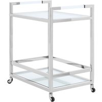 Sceptrum Clear Glass 2 Tier Bar Trolley With Silver Steel Base