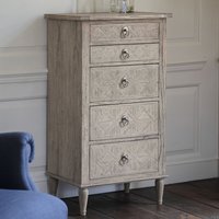 Mestiza Narrow Wooden Chest Of 5 Drawers In Natural
