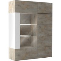 Muller Wooden Storage Cabinet In Distressed Effect And White