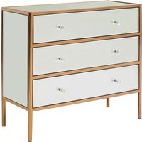 Dombay Mirrored Glass Chest Of 3 Drawers In Rose Gold
