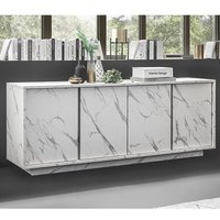 Corvi Wooden Sideboard With 4 Doors In White Marble Effect