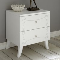 Solar Wooden Bedside Cabinet In Serigraphed White