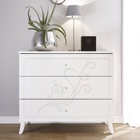Nivea Wooden Chest Of 3 Drawers In Serigraphy White