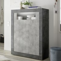 Nitro Wooden Highboard With 2 Doors In Oxide Cement And LED